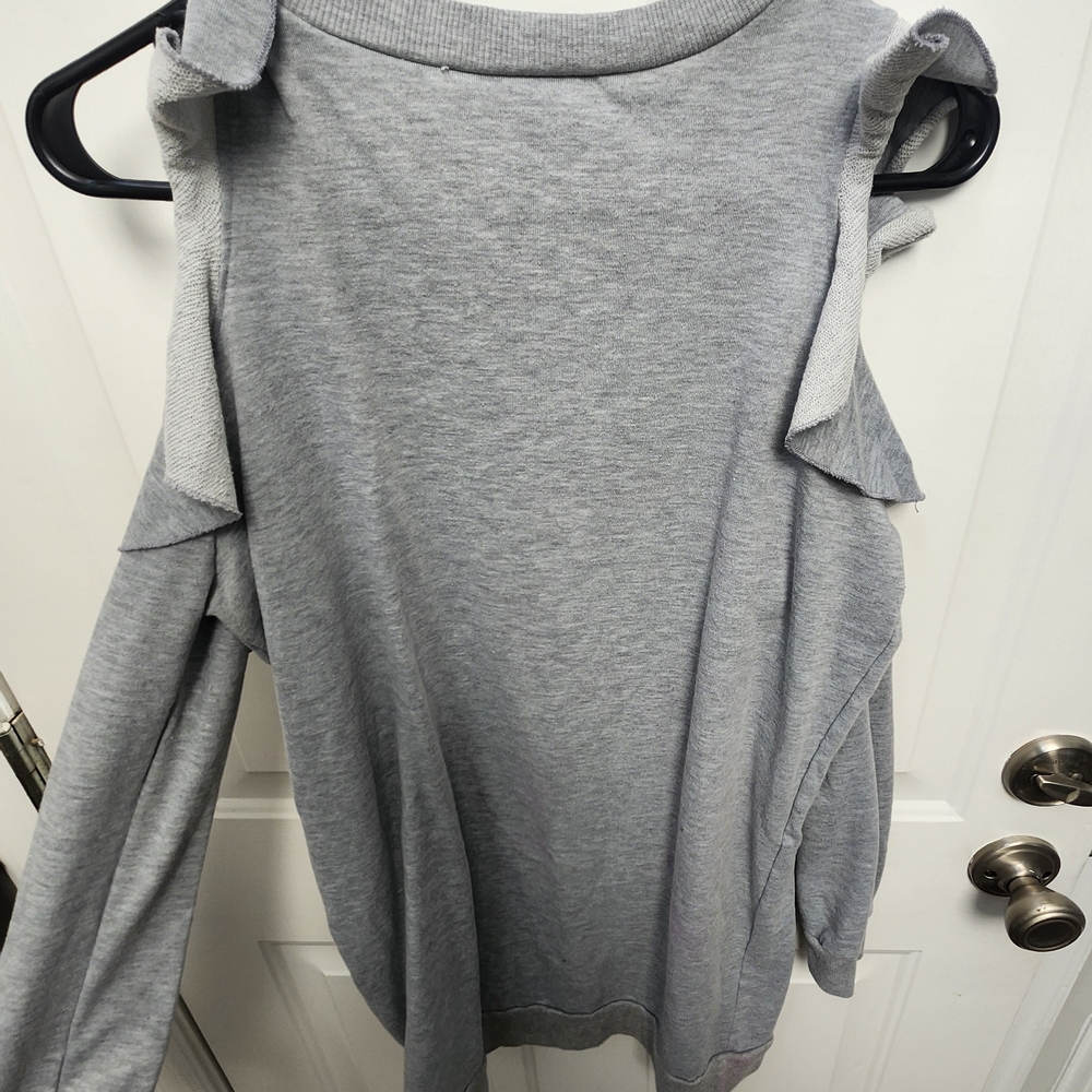 Gray Cold Shoulder Sweater
